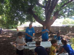 Students outside in environmental learning class