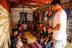 Students are learning Burmese and English.