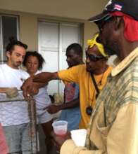 Leon discussing fish trap design