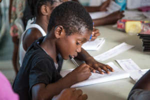 Barbudan child in the new learning space