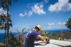 A volunteer hard at work