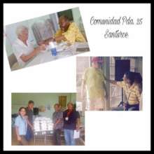 Employees & volunteers give food to participants