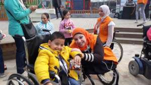 happy kid on wheels
