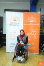 Fawzia using active wheelchair for the first time