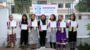 The girls receive a certificate of participation.