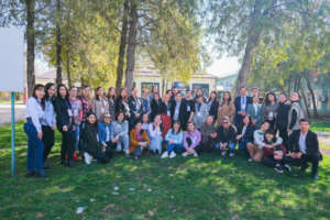 The attendees all together - but only outside!