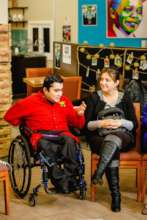 Mohammed in the Salem cafe hearing about our work