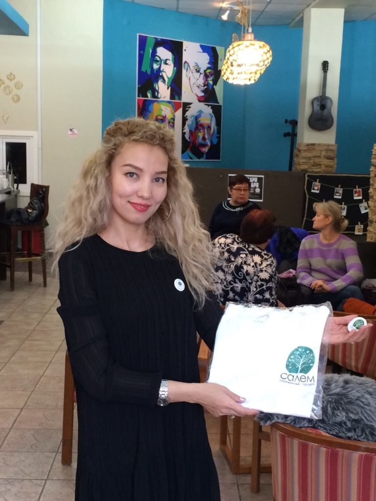 Ulya with a token of our thanks for all her help