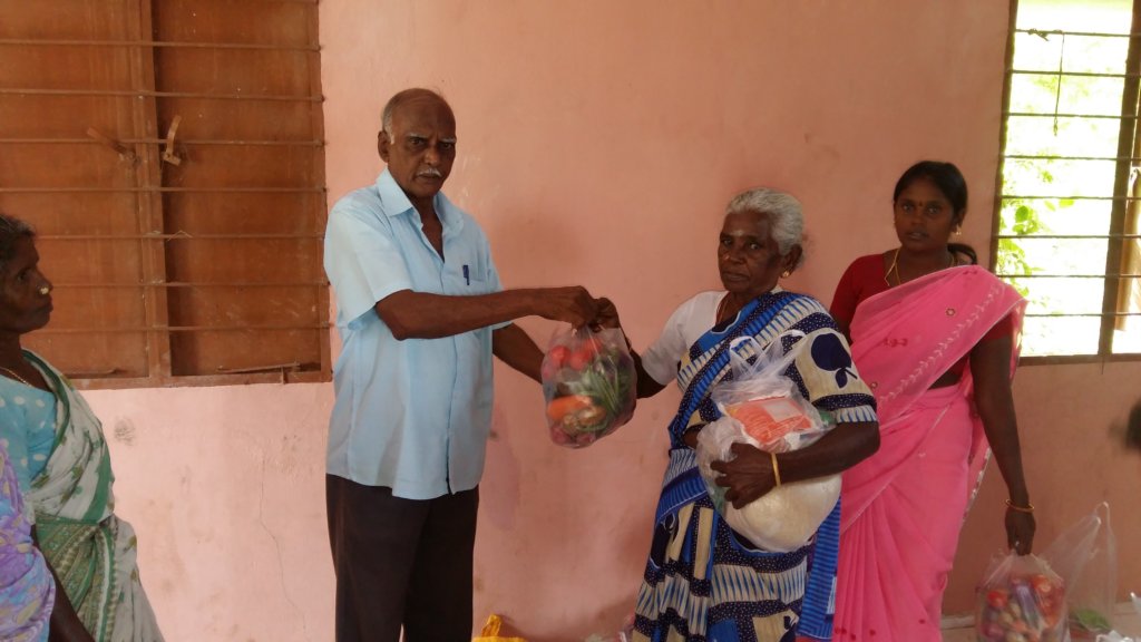 food groceries to poor lonely elder women