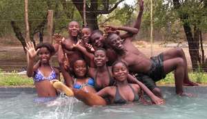 The Children celebrating Christmas in the pool