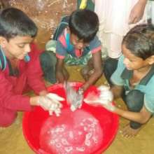 Learning to wash hands properly