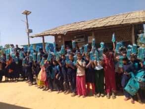 Students with their water bottles