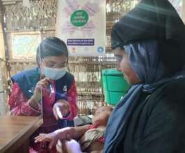 Physician treating a child patient
