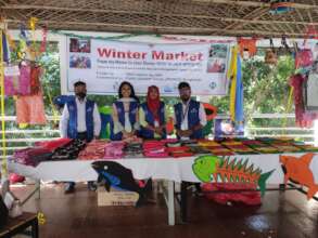 Sale of clothes at winter market