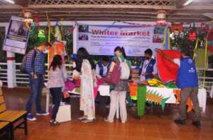 Sale of clothes at winter market