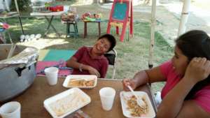 Laughing at lunch!