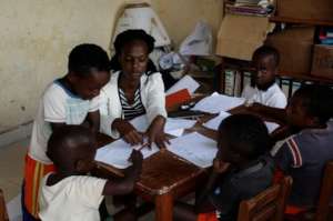 Teacher during a teaching session