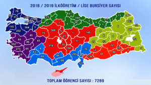 Scholarship distribution map for 2018-2019