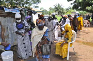 Participants washing their hands to again entry