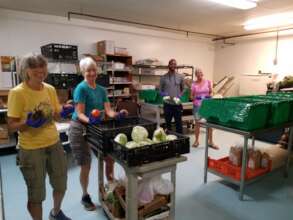 Volunteers Prepping for Food Distribution