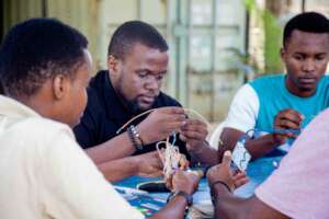 Student innovators during an upcycling workshop