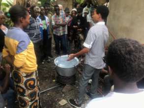 The CCB participants testing a dumpling maker