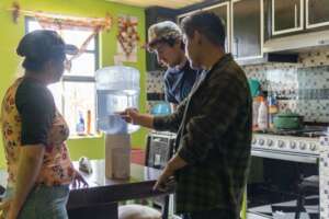 Testing a water filter in a monitoring/evaluation