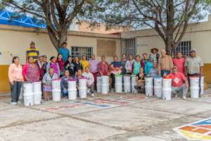 Families with their new water filters