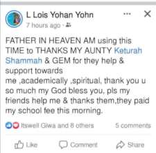 Lois expression on Facebook