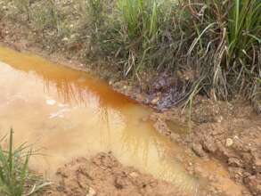 Water contaminated by mercury from mining.