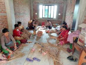 Community women making products out of plastic