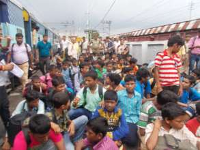 Rescued Children arriving from a factory far away