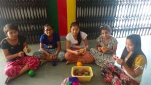 Tribal Girls in the Sewing Class