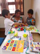 Social time playing with building blocks