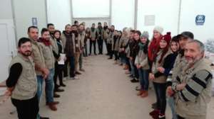 Distribution team of local staff and day workers