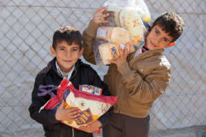 Children from Var City with Relief Supplies