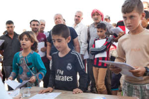 Children with Relief Supplies