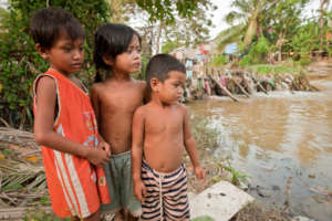 Cambodian Children at Waters Edge