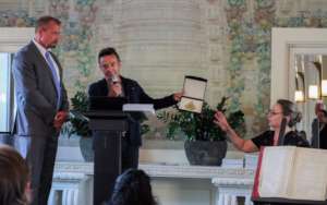 Receiving Evian Gold Key to the City from Mayor