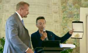 Presented Evian Gold Key to the City by Mayor