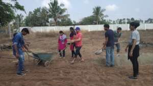 Volunteers at work at the sanctuary