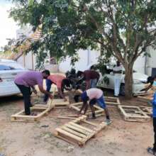 Making beds for our sanctuary animals