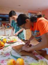 The twins taking an online cooking class