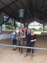 Luciana (in the light blue top) visits the centre