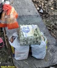 Food supplies for a family at Refugiu, Romania