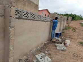 Wall being built around New Life's school in Ghana