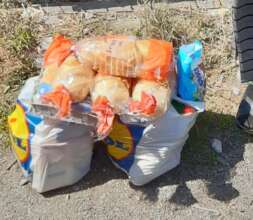 Food supplies for a family at Refugiu, Romania