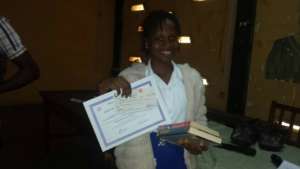 Happy finalist with her certificate and prize!