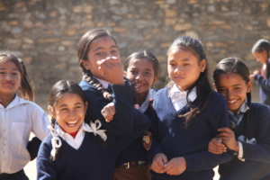 Children enjoy morning break at Kushadevi
