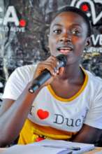 Vivian participates in a community dialogue at AMS